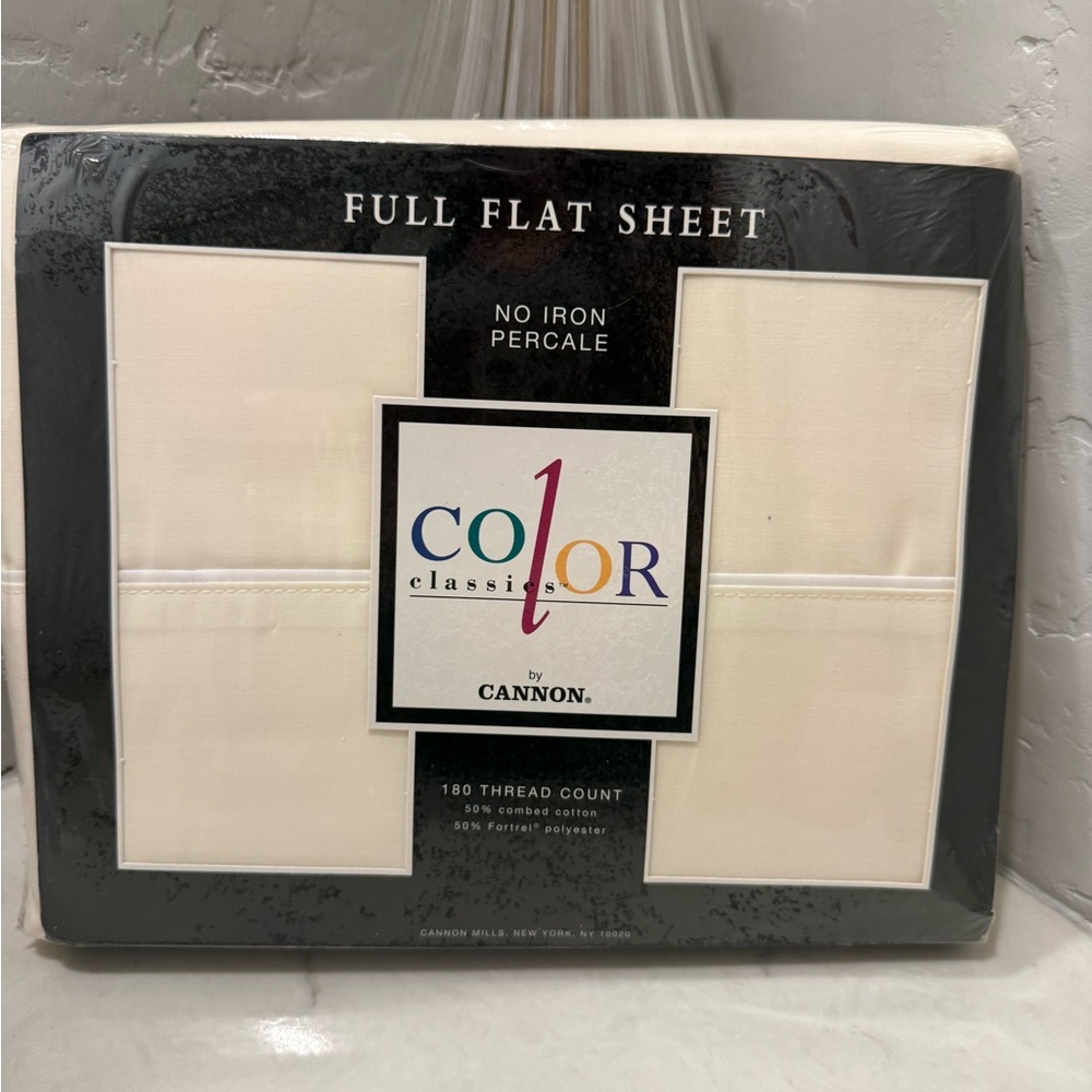 Canon Classic Color Full Flat Sheet No Iron Percale 180 Thread New Deadstock